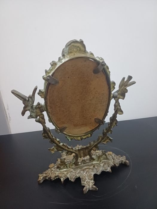 Espelho toucador antigo em bronze