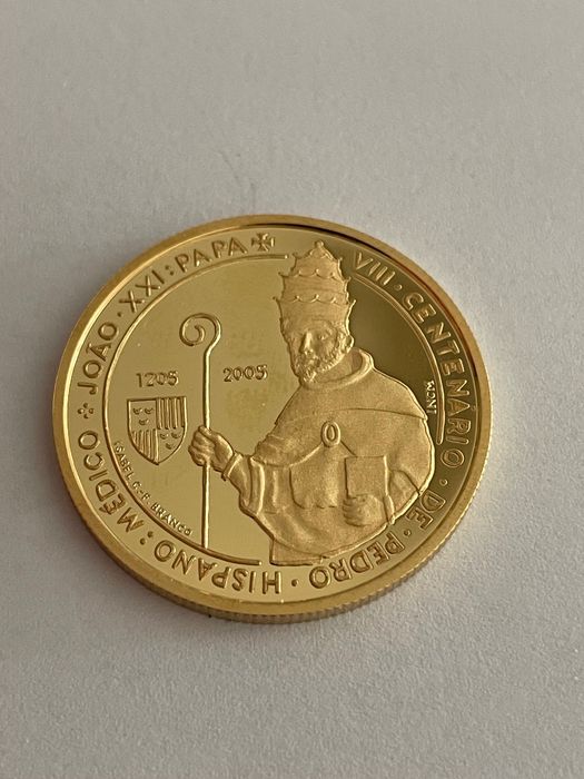 Moeda 5€ ouro proof papa João xxi