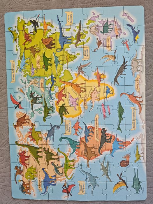 Mapa świata Dinozaury Jako