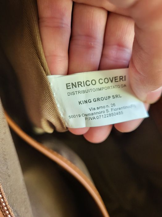 Brązowa torebka shopper Enrico Coveri | Klasyczny kufer z mini portfelem