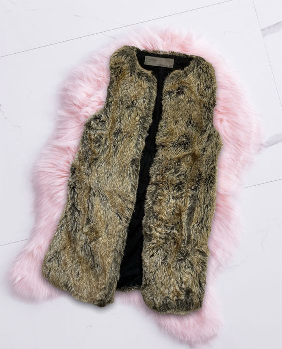 Futro bezrękawnik Zara rozmiar S kamizelka brązowa