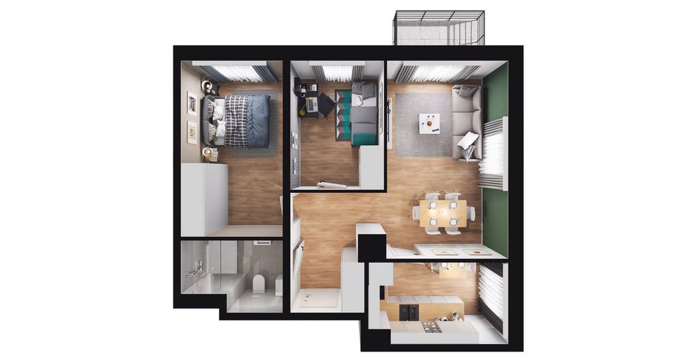 3-pokojowe mieszkanie 55m2 + balkon