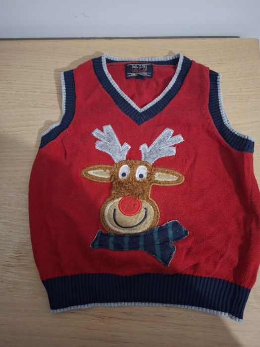 Kamizelka bezrękawnik świąteczny CoolClub r.86 na 1-2 lata
