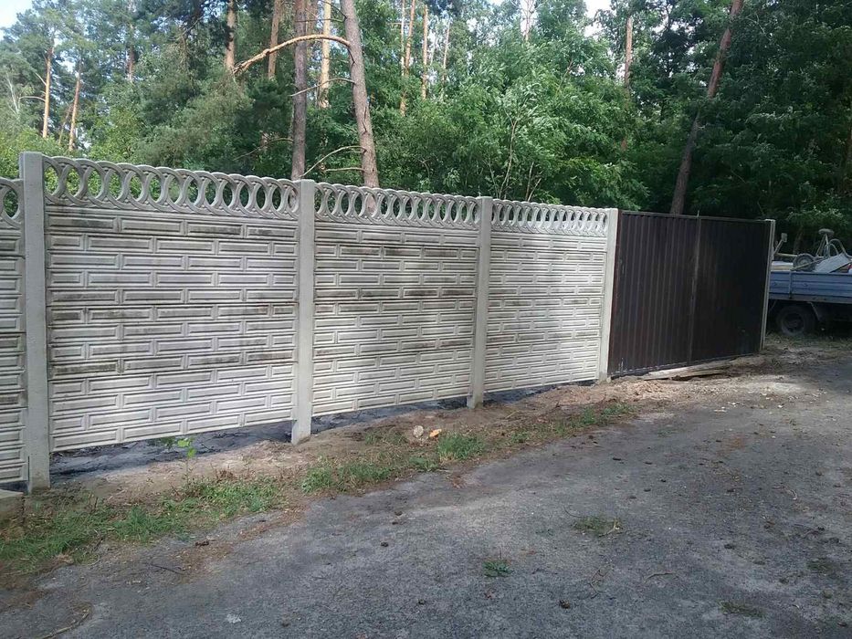 Бетонний паркан, еврозабор, бетонный забор , європаркан.