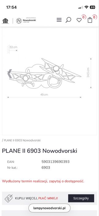 Kinkiet Nowodvorski Plane II, model 6903