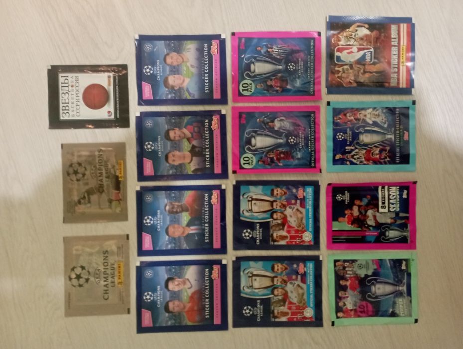 Запечатанные пакетики panini, topps 90 штук