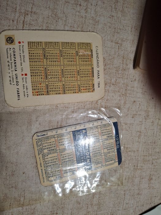 calendarios  antigos seguros anos 60 e outros