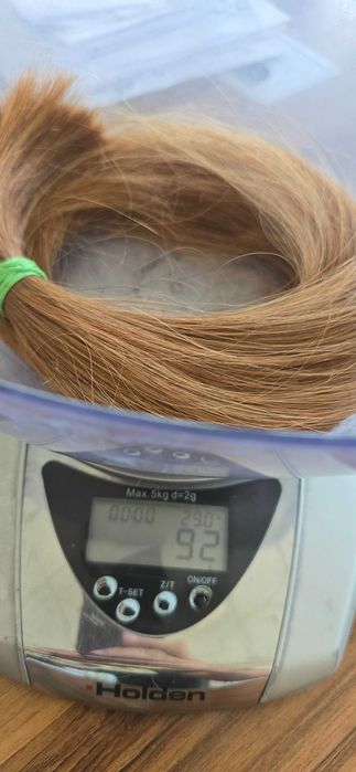 Włosy naturalne Polskie w kitce  dł. 61 cm śr. blond waga 92 gramy