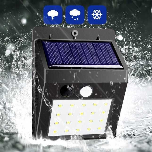 Акція!!! Акумуляторний світильник з датчиком руху і сонячною панеллю