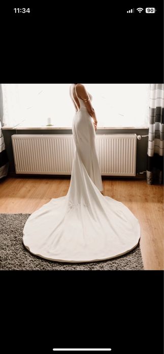 Piękna, śmietankowa, klasyczna suknia ślubna rozmiar S