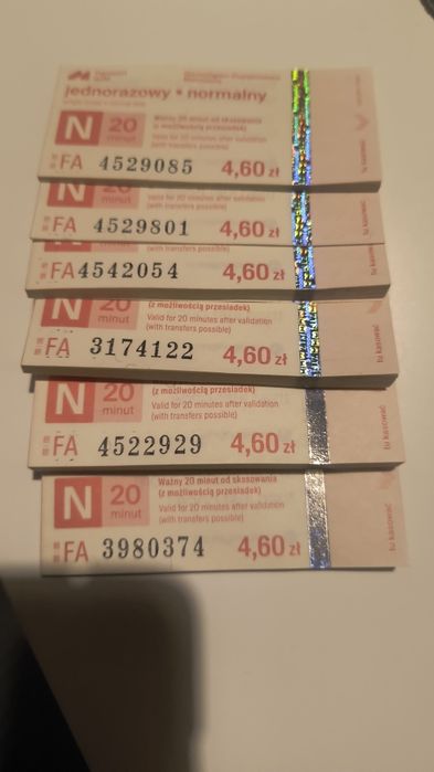 Bilety autobusowe gzm 150szt 20min normalne
