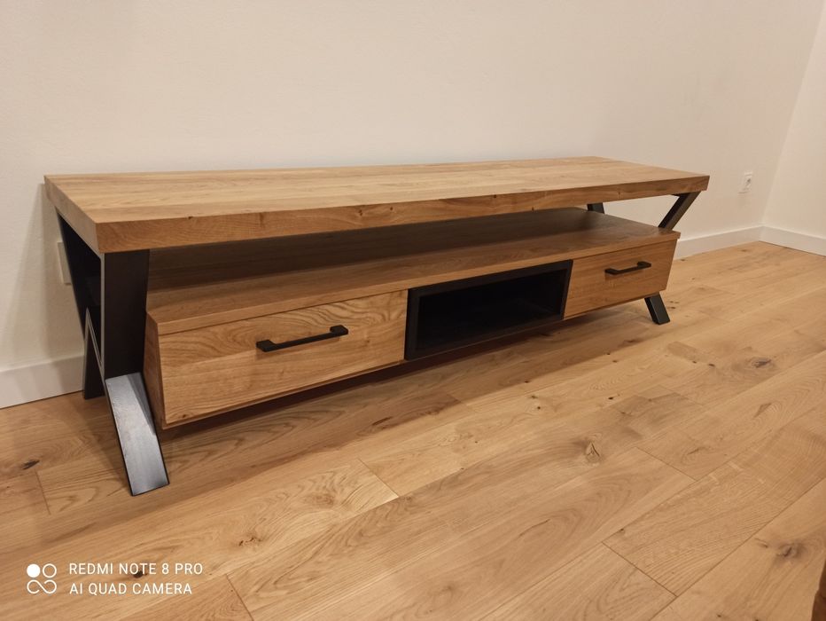 Szafka RTV "Otis", Loft  160 cm , 120-200 cm, lity dąb, pod telewizor