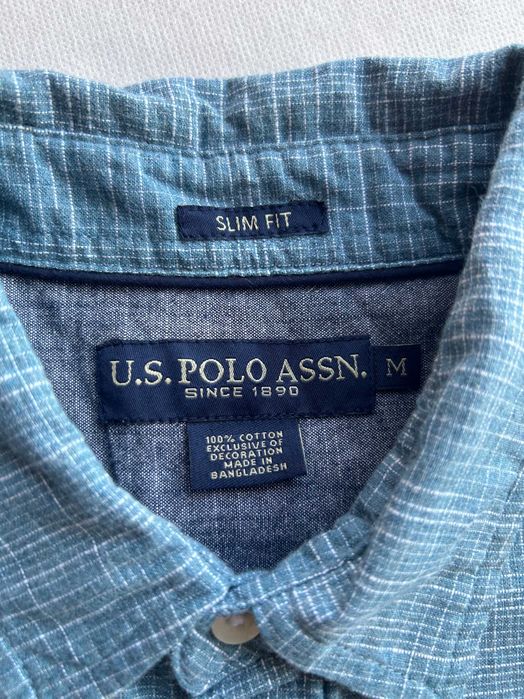Niebieska koszula z krótkim rękawem U.S Polo Assn. Slim Fit rozmiar M