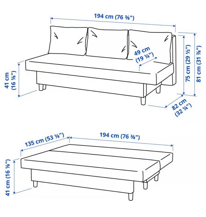 Sofá cama 3 lugares Ikea usado