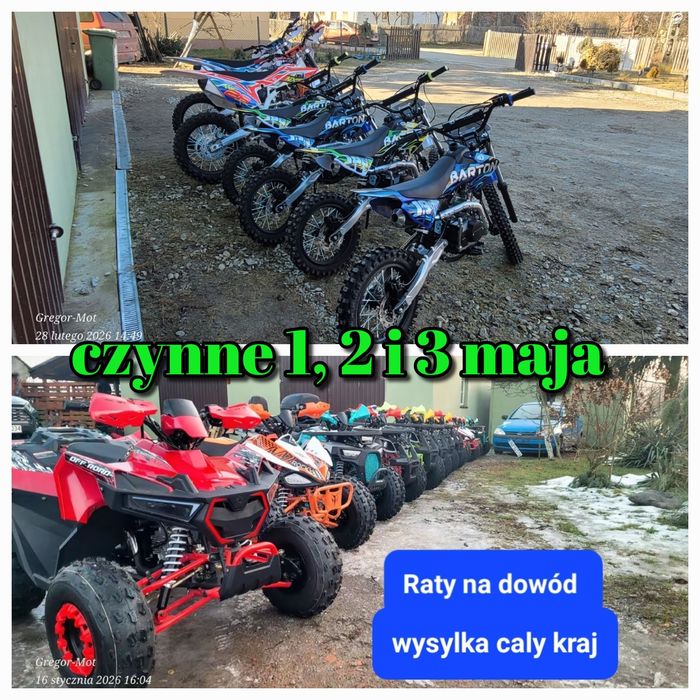 Nowe markowe crossy Barton 125cc 250cc z lampą raty rozrusznik kola 17