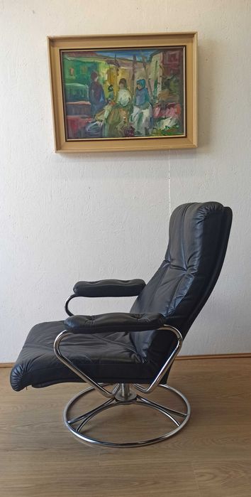Fotel skórzany, Szwecja lata 70.