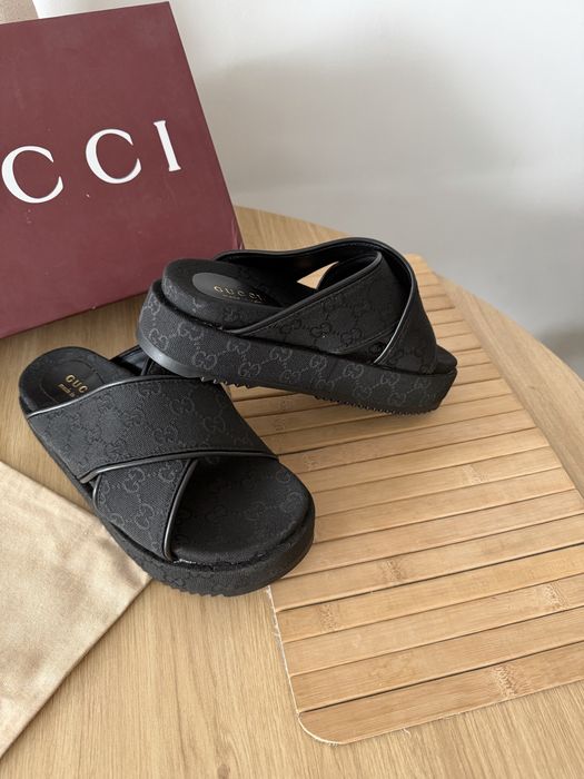 Klapki Gucci Marmot GG Sandały platforma