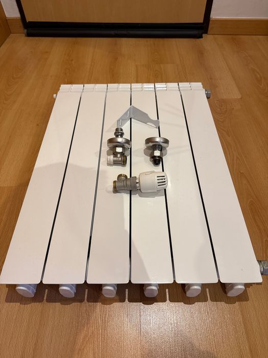Radiadores aquecimento central (2x 6 elementos + 2x 5 elementos) + válvulas