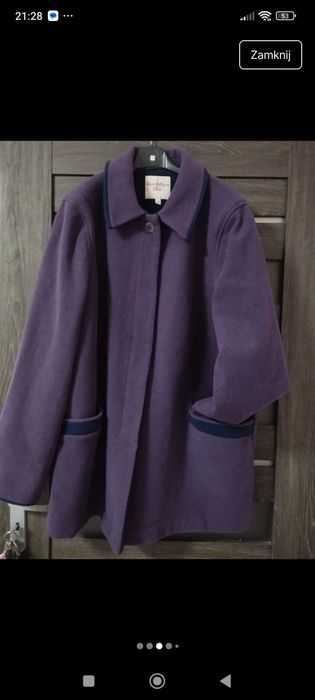 Płaszcz damski śliwkowy wełniany