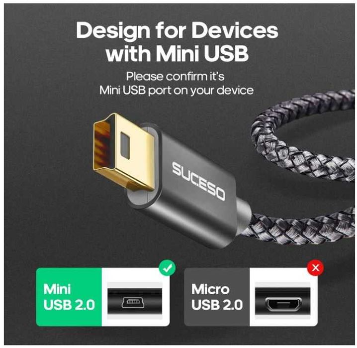 Kabel USB na mini USB 2m w oplocie