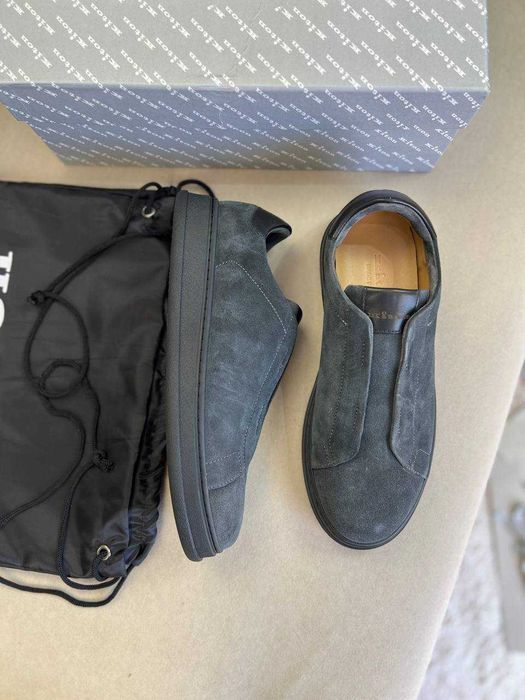 Мужские серые кроссовки Kiton замшевые кеды Китон ob426