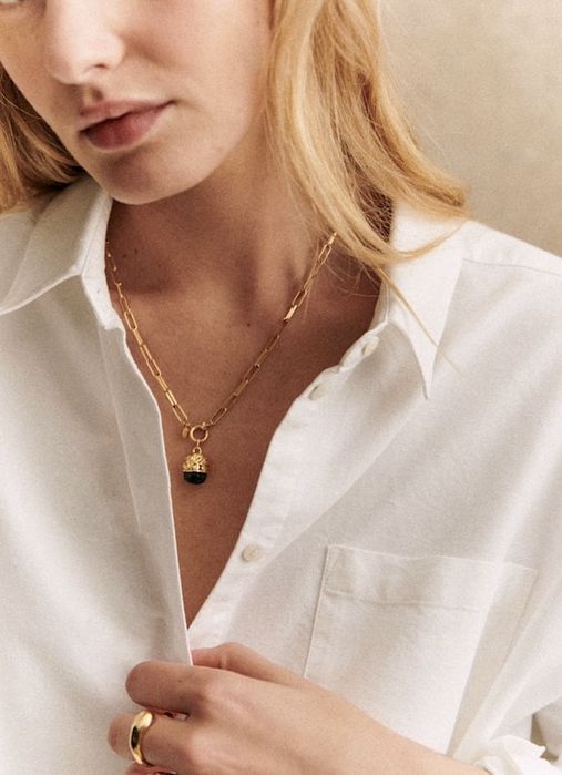 базова біла сорочка з натуральної бавовни вільного крою Sezane,