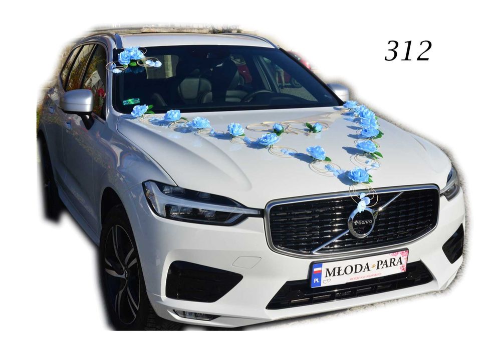 Bogata dekoracja na samochód ślubny stroik ozdoba na auto 312