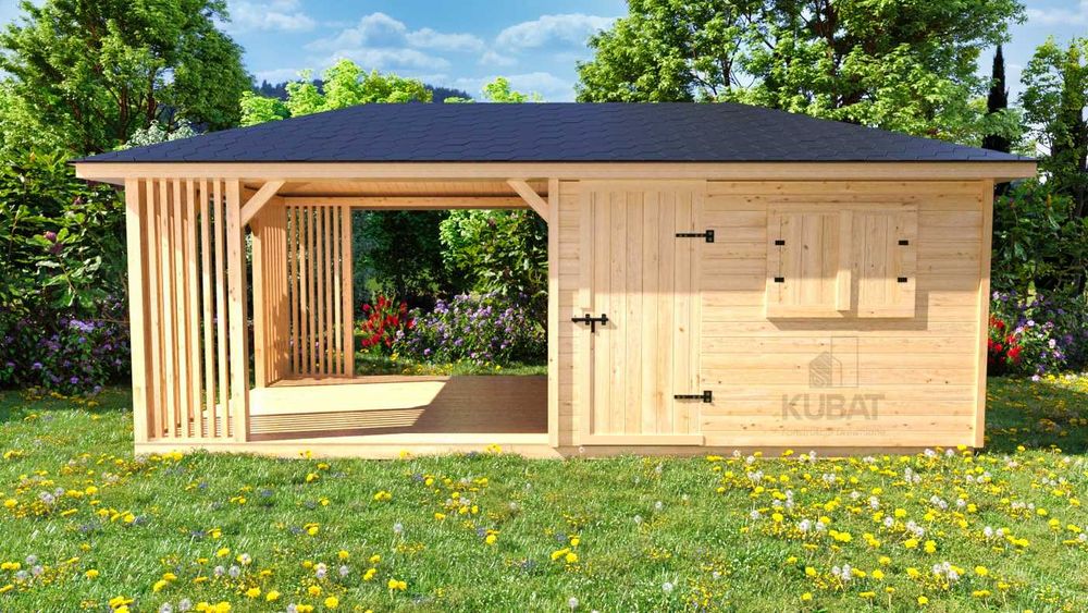Domek ogrodowy z altanka 3x6 | domek narzedziowy z altanka | altanka