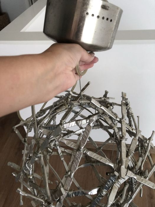 Candeeiro de teto em aço prateado