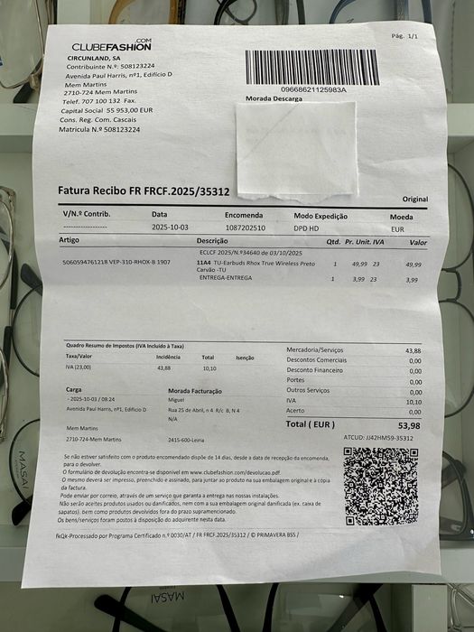 Auscultadores sem fios RHOX, sem uso, com gratantia!