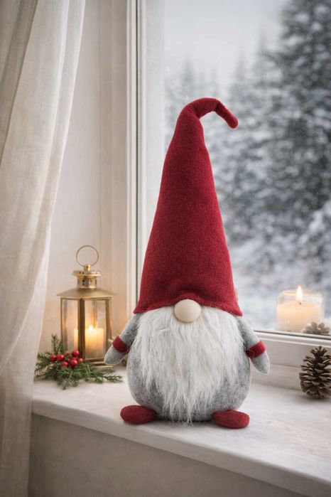 Skrzat świąteczny duży 53 cm dekoracja bożonarodzeniowa gnom z brodą