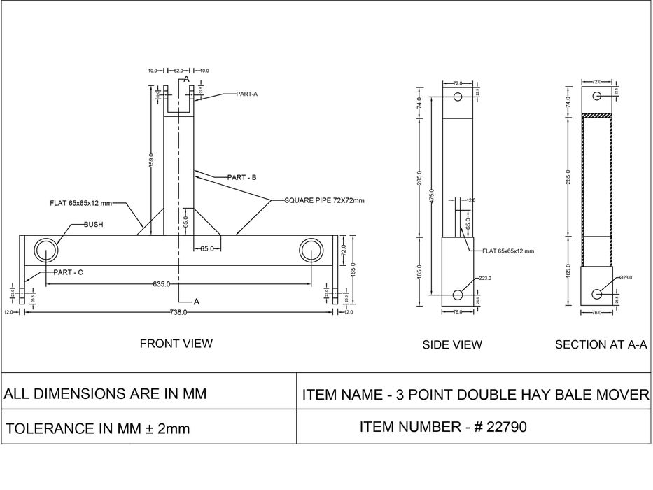 Garfo para Fardos de feno Triplo DK-3 - IVA INCLUIDA + PORTES GRÁTIS