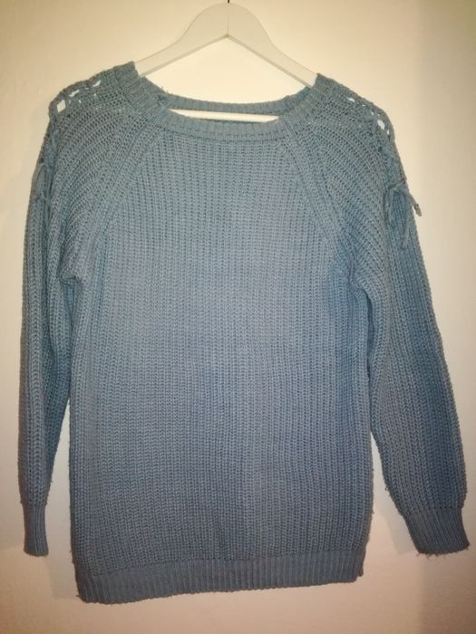 Sweter baby blue, rozm. uniwersalny, sznurowania na ramionach