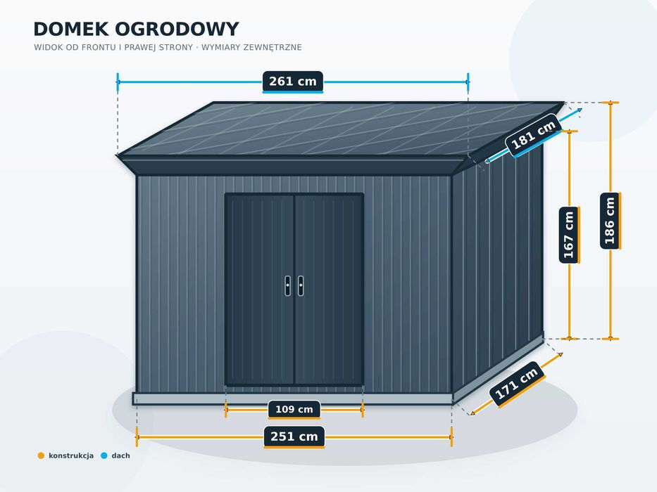 Metalowy domek narzędziowy - ogrodowy