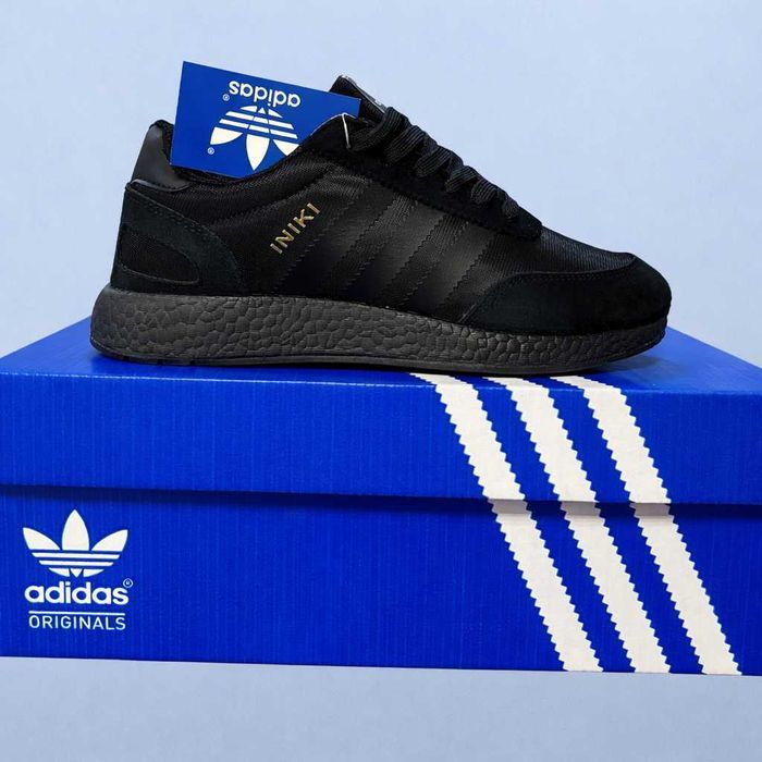 (2272) Кросівки Adidas Iniki замшеві повністю чорні (36-41) адідас