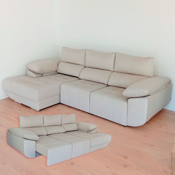 Sofá Retrátil com Baú na Chaise