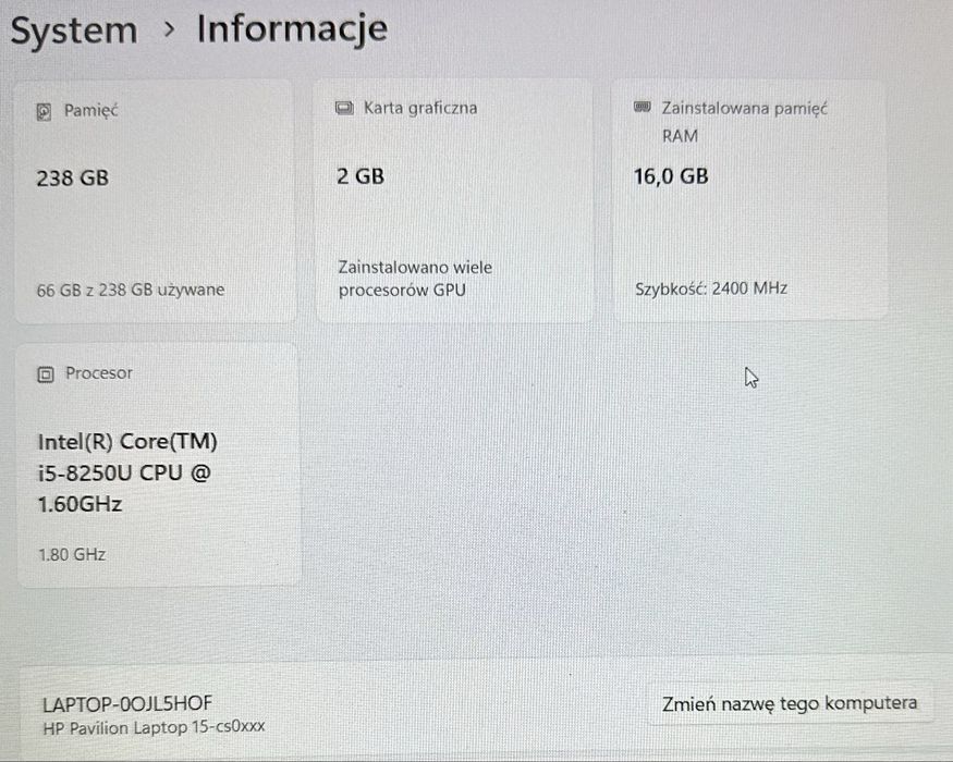 HP Pavilion 15 •i5 8gen•16GB RAM• SSD•NVIDIA•Nowa bateria•ETUI GRATIS