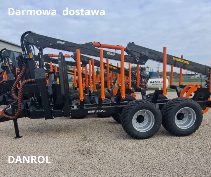 Przyczepa zrywkowa Przyczepa Leśna BMF 14t2pro z żurawiem 750HP !