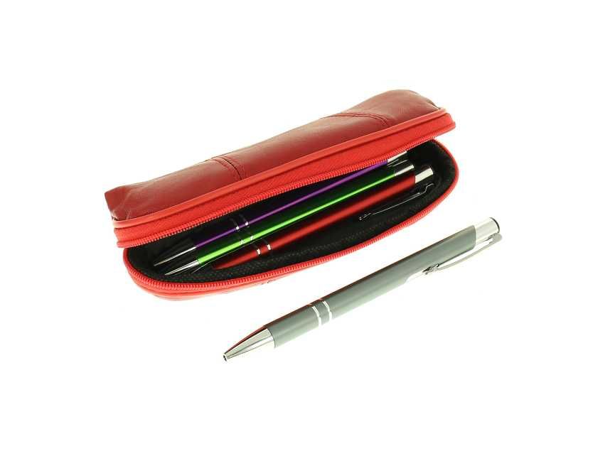 Granatowy piórnik skórzany na długopisy pióra wybór kolorów