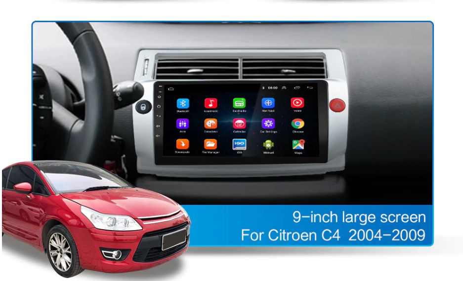 Radio nawigacja Android  Citroen C4 2004 do 2009 WiFi Bluetooth USB