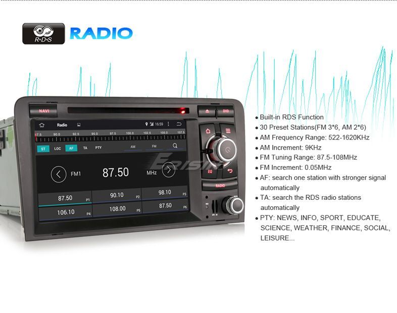 Auto-rádio 2 din android 12 64GB para Audi A3 OctaCore