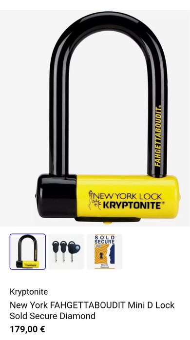 Cadeado bicicletas kryptonite NEW YORK FAHGETTABOUDIT como novo