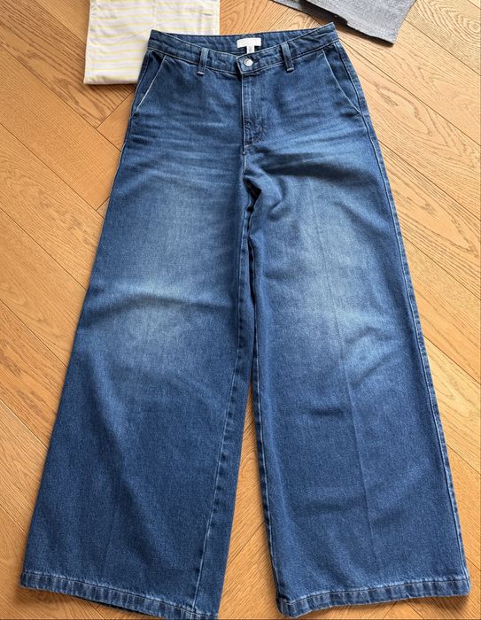 Dzwony jeansy z szeroką nogawką H&M 2 bluzki i top L