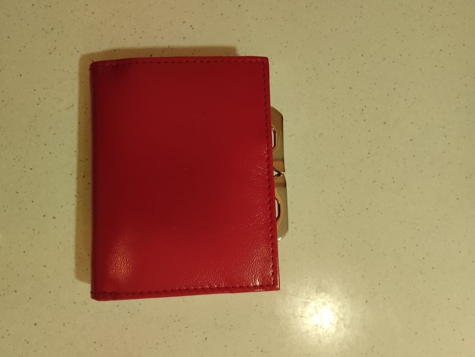 Czerwony portfel jak nowy CAVALDI skóra