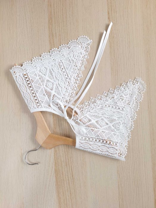 Jasny Biały Haftowany Kołnierzyk Doczepiany Odczepiany Fałszywy