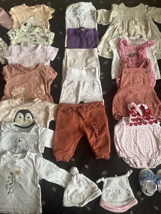 Paka paczka ubranek dla dziewczynki noworodka 50 56 62 H&M Next Baby