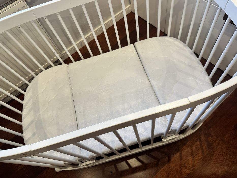 Łóżeczko Tweeto 7w1, biale, z materacem