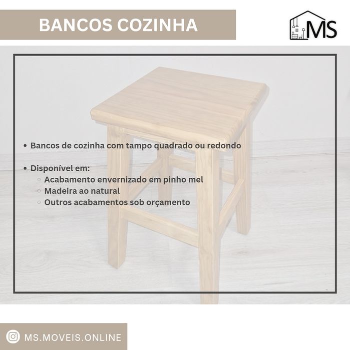 Bancos de cozinha Quadrados ou Redondos - NOVOS desde 15€