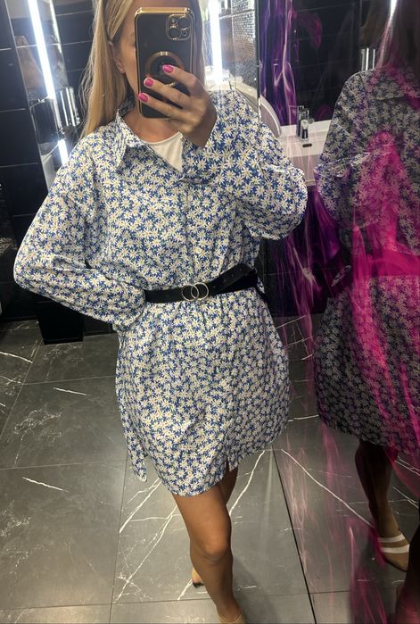 Koszulowa nowa sukienka w kwiaty XL 42