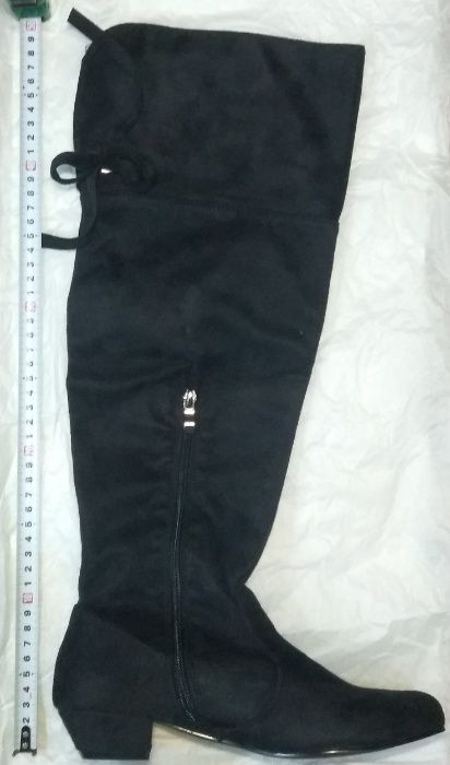 Сапоги-ботфорды демисезонные, Италия, бархатный кожзам. 38р. 25см